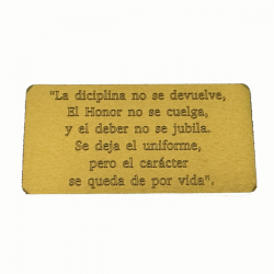 Chapa grabada personalizada 10 x 5 cm.